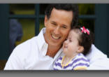 Image of Rick Santorum and his daughter Bella on the campaign trail