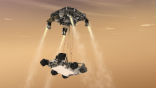 Image of The Mars Science Laboratory Curiosity rover will use a revolutionary new and untried system for landing on the Red Planet.