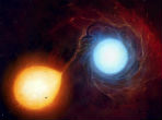 Image of in this artist's rendition, a small star sucks life from its larger companion. 