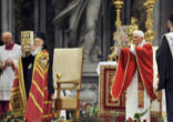 Image of Patriarch and Pope Holding the Book of the Gospels