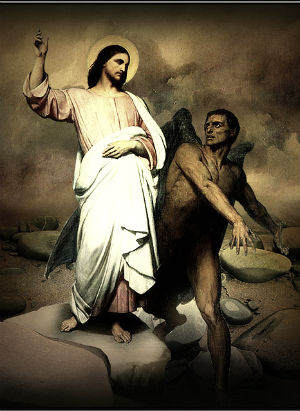Jesus being tempted in the Desert