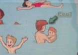 Image of Woman realizes pool safety notice for children encourages racism (Margaret Sawyer).
